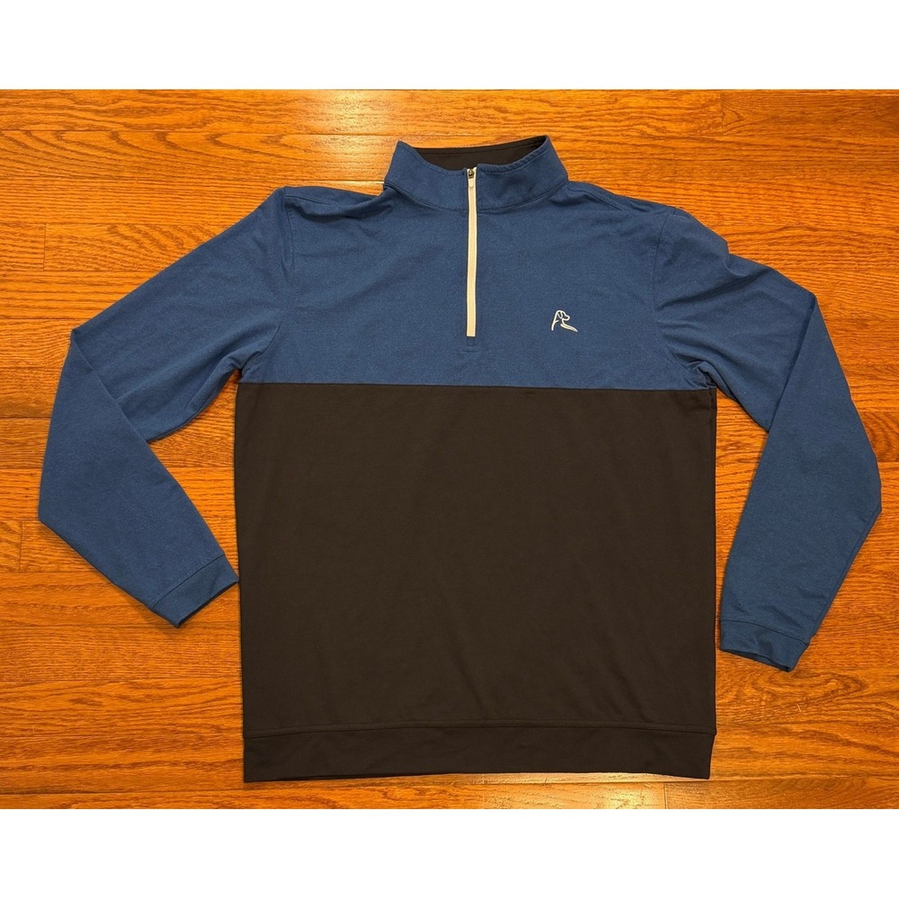 Rhoback Golf Q Zip 1/4 Zip Performance Pullover Shirt Mens Medium Blue Black